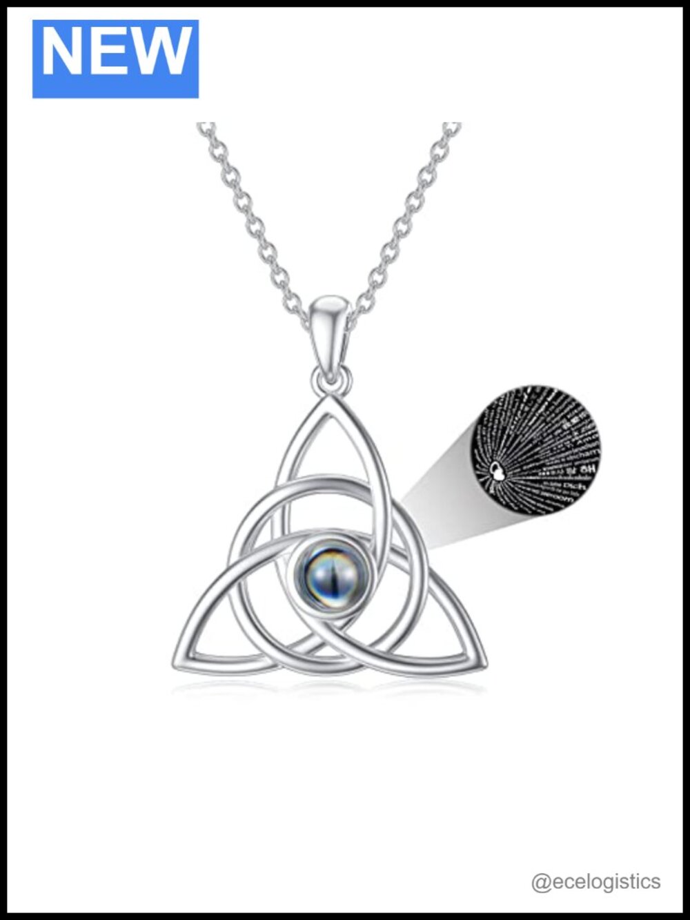 Personalized Photo Projection Necklace Sterling Silver 925